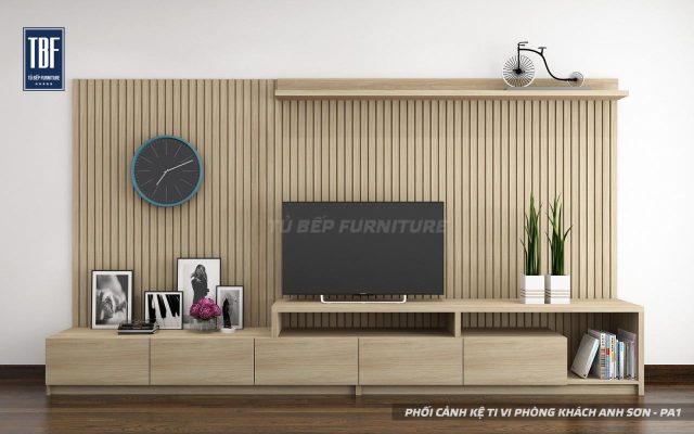 Kệ tivi phòng khách: kích thước chuẩn, 5 kiểu kệ đẹp và cách chọn vật liệu